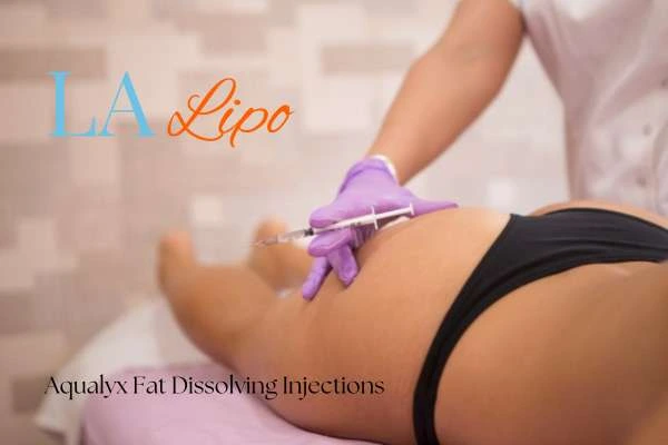 Woman having fat dissolving injections Nottingham on thighs