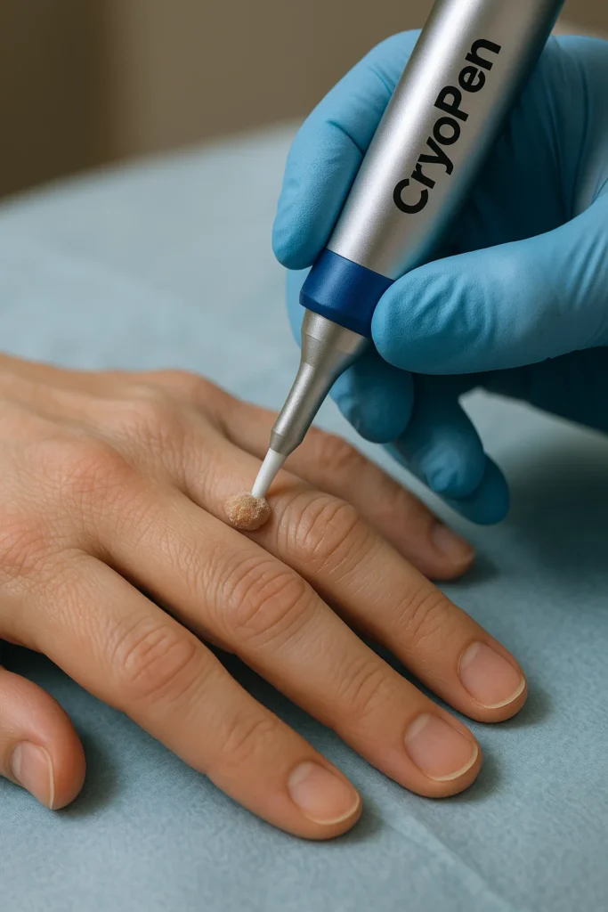 example of cryopen wart removal Nottingham treatment on a persons finger
