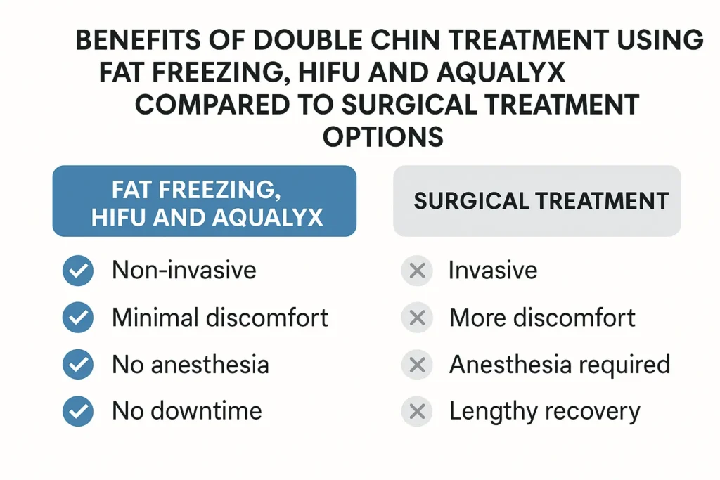 Graphic about the benefits of double chin treatment Nottingham - from LA LIPO