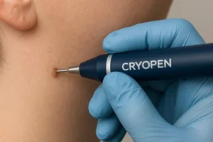 Person receiving skin tag removal Nottingham