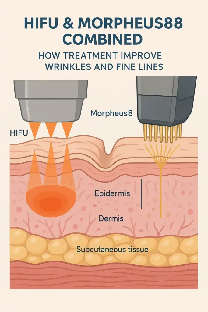 Diagram showing HIFU & Morpeus8 Nottingham and the benefits for reduction in wrinkles and fine lines
